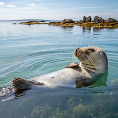 Fototapeta premium sea lion on the rocks