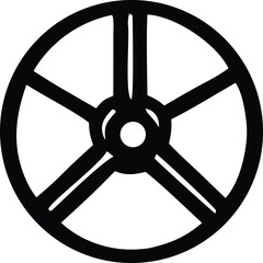 Obraz premium Bold black five-spoke wheel design simple geometric shape icon for automotive and mechanical concepts clean line art symbol