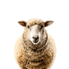 Fototapeta premium A sheep standing and facing the camera, showing its upper body and distinct facial features