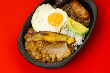 Tray paisa the most representative dish of Colombia