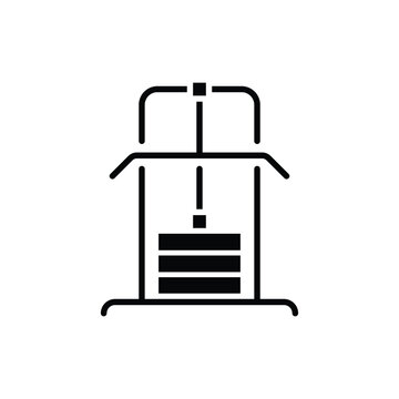 Lat pulldown machine icon. Simple solid style. Fitness, gym, training, exercise, workout, muscle, strength, bodybuilding concept. Silhouette, glyph symbol. Vector isolated design