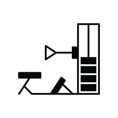 Cable row machine icon. Simple solid style. Fitness, gym, training, exercise, workout, machine, muscle, bodybuilding, equipment concept. Silhouette, glyph symbol. Vector isolated design