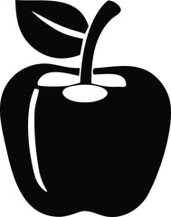 Simple silhouette of a fresh apple with stem and leaf iconic fruit symbol ideal for healthy eating and education graphics
