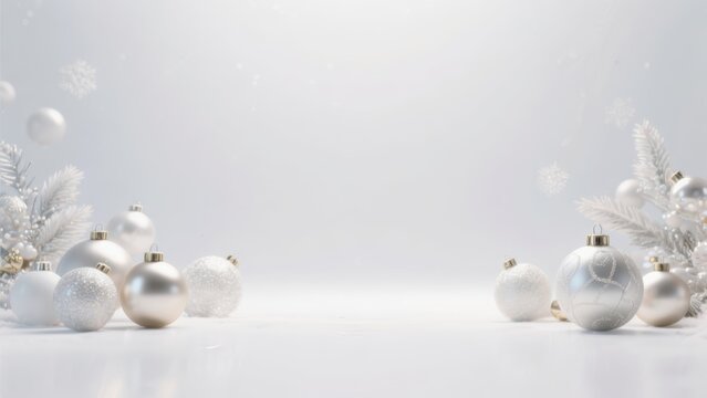 Elegant White Christmas Ornament Still Life