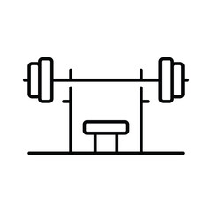 Barbel, dumbbell gym icon. Simple outline style. Fitness equipment, strength, training, health, sports, healthy, iron, bodybuilding concept. Thin line symbol. Vector isolated design