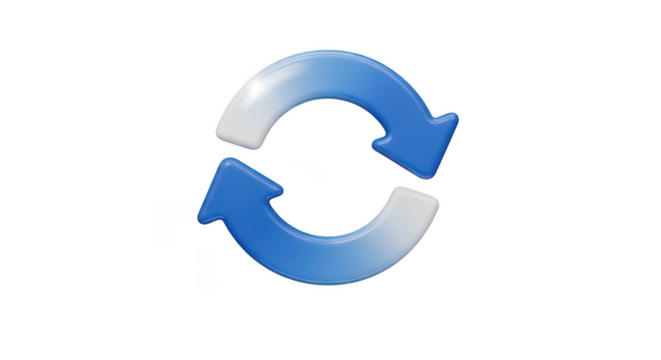 3d refresh, reload icon isolated on transparent background