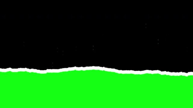 torn paper transition, with stop motion style. green screen background. 4k animation. 