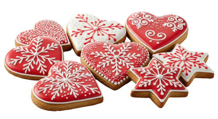 Fototapeta premium Delightful Christmas Cookies: Festive Heart and Star Shaped Treats