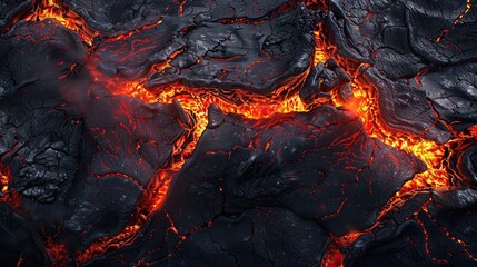 Cracked volcanic bedrock with lava flow underneath