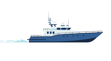 Fototapeta premium Sophisticated vessel gracefully cruising on a blue ocean, leaving a gentle wake behind symbolizing luxury and adventure with vector art style