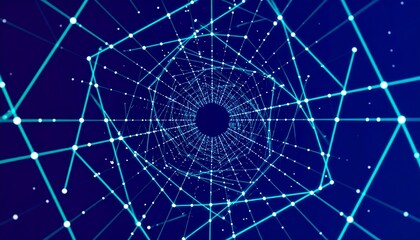 Fototapeta premium Abstract Digital Tunnel with Network.