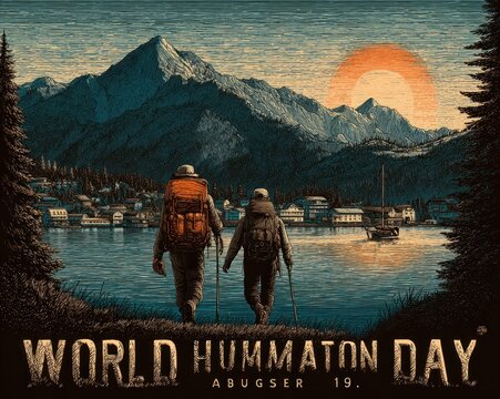 World Humanitarian Day banner template, flat illustration with date August 19
