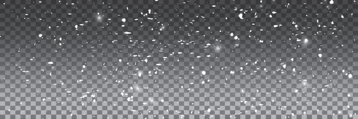 Falling snow. Realistic frozen snowfall. Vector illustration