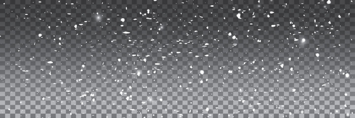 Falling snow. Realistic frozen snowfall