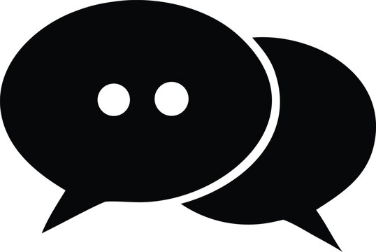 Minimalist black speech bubbles icon representing communication conversation chat and dialogue for digital platforms and messaging apps