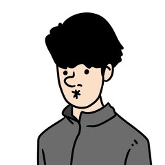young man cartoon on a white background
