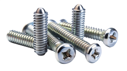metallic screws isolated on white background, png, ai generated.