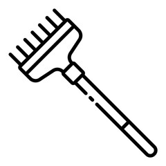 rake outline icon as farming hand tool for soil preparation and leaf gathering