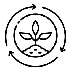 plant cyclus outline icon illustrating growth process in farming