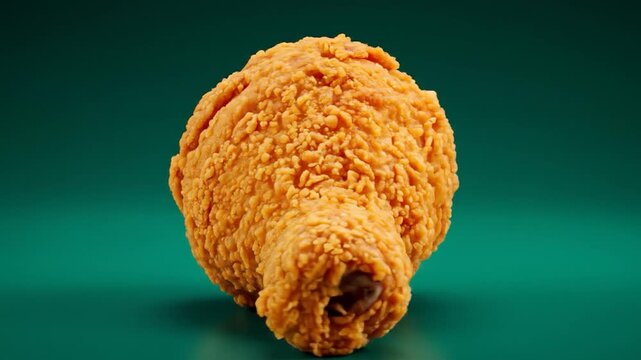 Crispy fried chicken piece golden brown poultry meat studio shot plain background copy space