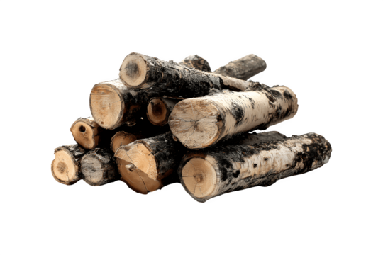 A stack of wooden logs neatly arranged