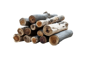 A stack of wooden logs neatly arranged