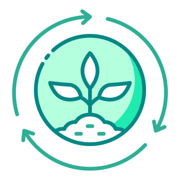 plant cyclus green filled line icon illustrating growth process in farming