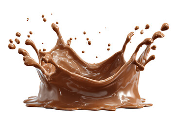  Artistic Watercolor Illustration of Chocolate Splash with Abstract Motion, Isolated on Transparent Background
