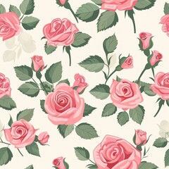 rose pattern, flower wallpaper background, floral design with pink roses