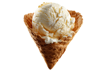   Artistic Watercolor Illustration of Ice Cream Cone with Pastel Tones, Isolated on Transparent Background