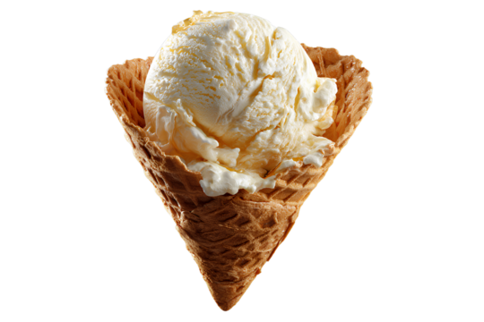   Artistic Watercolor Illustration of Ice Cream Cone with Pastel Tones, Isolated on Transparent Background