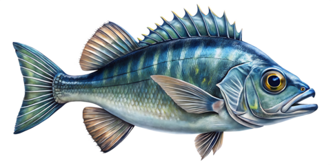 deep ocean fish animal water isolated on white background, png, ai generated.