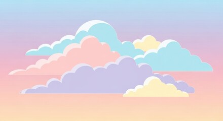 Fototapeta premium Pastel Dreamscape: A Serene Sky of Soft Clouds in Gentle Hues offering peace