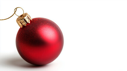shiny red Christmas ornament ball with golden hook