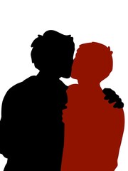 silhouette of a boy and a man