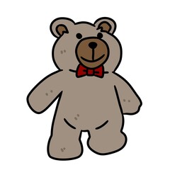 cartoon doodle teddy bear with scarf