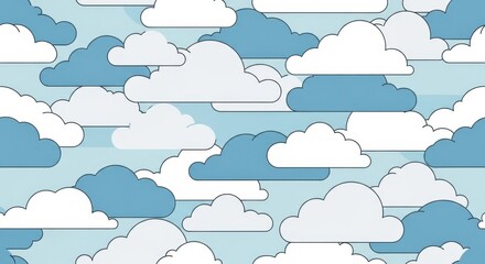 Fototapeta premium Delightful cloudscape pattern with soft blue hues and whimsical shapes for backgrounds