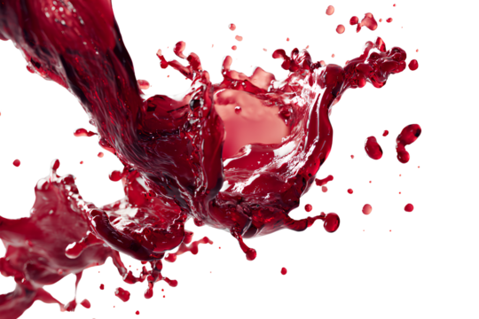 Artistic Watercolor Red Wine Splash, Abstract Flowing Motion, Isolated on Transparent Background - Powered by Adobe