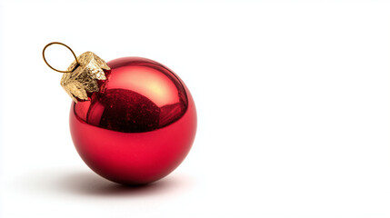 shiny red Christmas ornament ball with golden hook