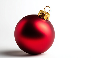 shiny red Christmas ornament ball with golden hook