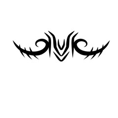 Intricate tribal tattoo design featuring symmetrical patterns and sharp curves, ideal for body art enthusiasts