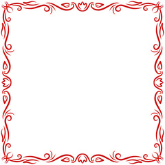 Decorative red floral border design framing a blank white space, ideal for invitations or art prints