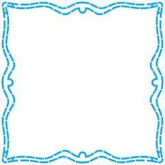 Decorative blue dashed frame design, suitable for invitations or announcements, on a clean background