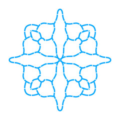 Intricate blue abstract pattern showcasing fluid shapes and curves on a white background