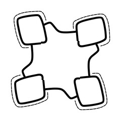 Abstract design featuring bold, irregular shapes and outlines on a minimalist background