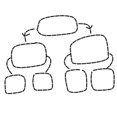 Creative flowchart design illustrating interconnected ideas with blank text boxes for annotations