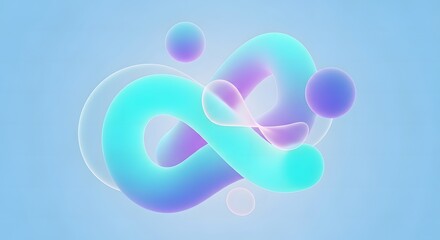 Obraz premium Abstract 3D Fluid Shape Design with Spheres and Soft Light Effects,Contemporary Digital Art Creation Featuring Gradient Colors and Artistic Composition