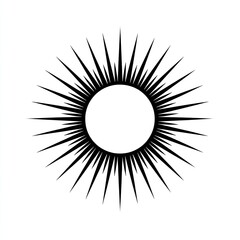 Fototapeta premium Simple black sunburst design on white background