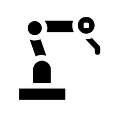 Robot arm pictogram representing robotics, automation, and smart industry