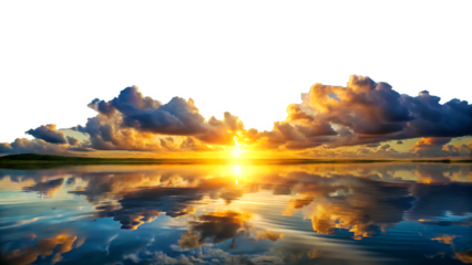 sunset clouds over serene landscape nature calm isolated on white background, png, ai generated.